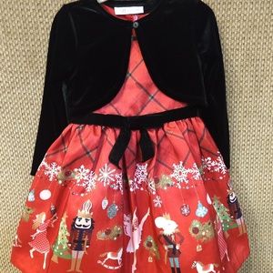 2T Bonnie Jean Toddler Holiday Dress Nutcracker